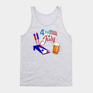4th Of July Cornhole, Beer and Bottle Rockets Tank Top